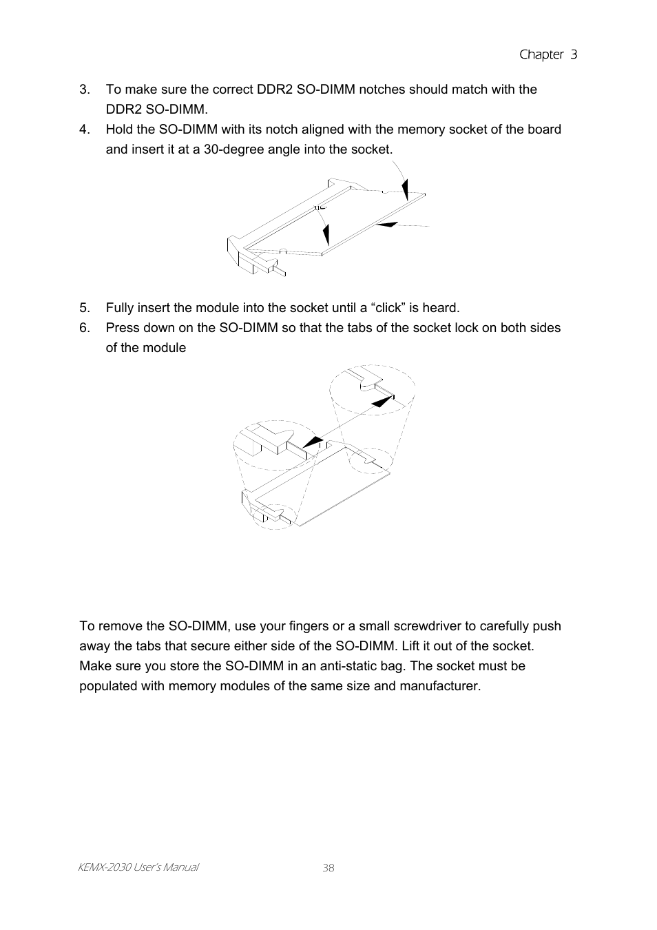 Removing a dimm | Intel KEMX-2030 User Manual | Page 38 / 60