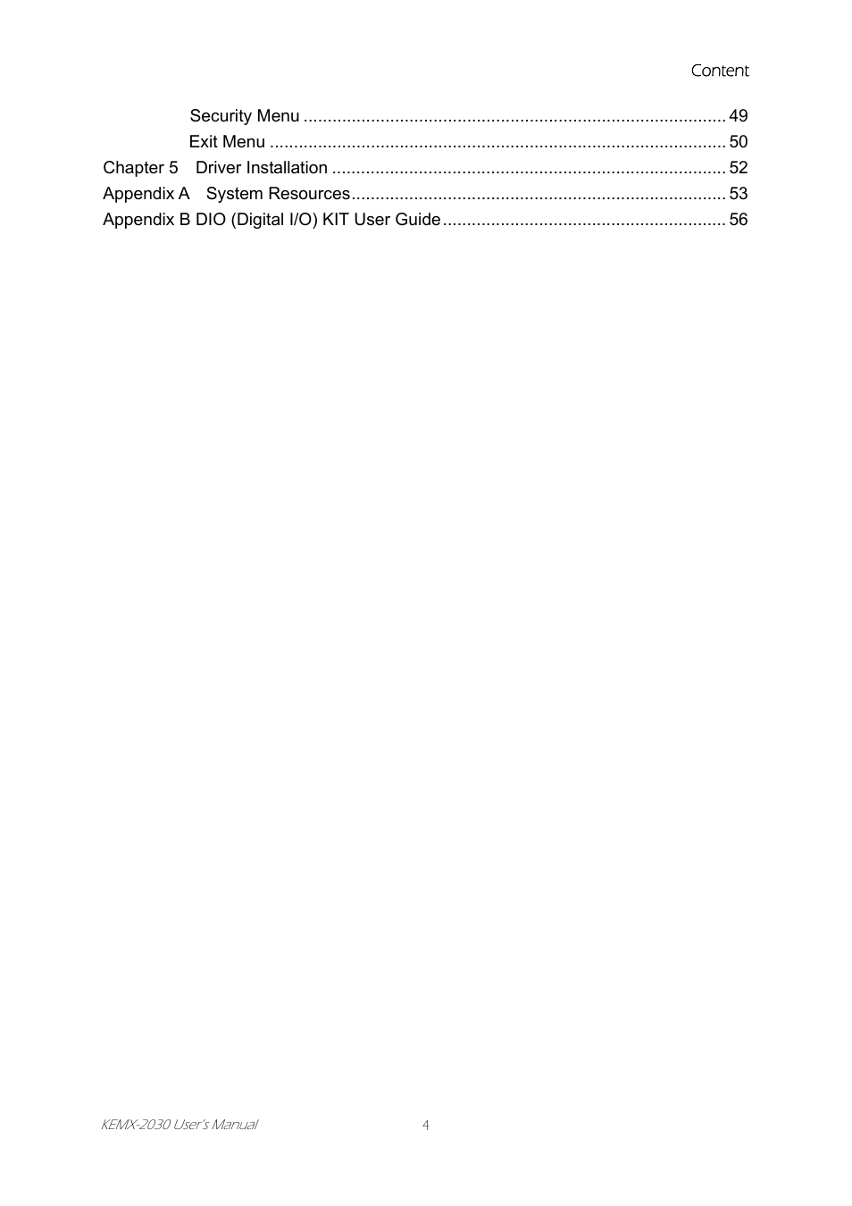 Intel KEMX-2030 User Manual | Page 4 / 60