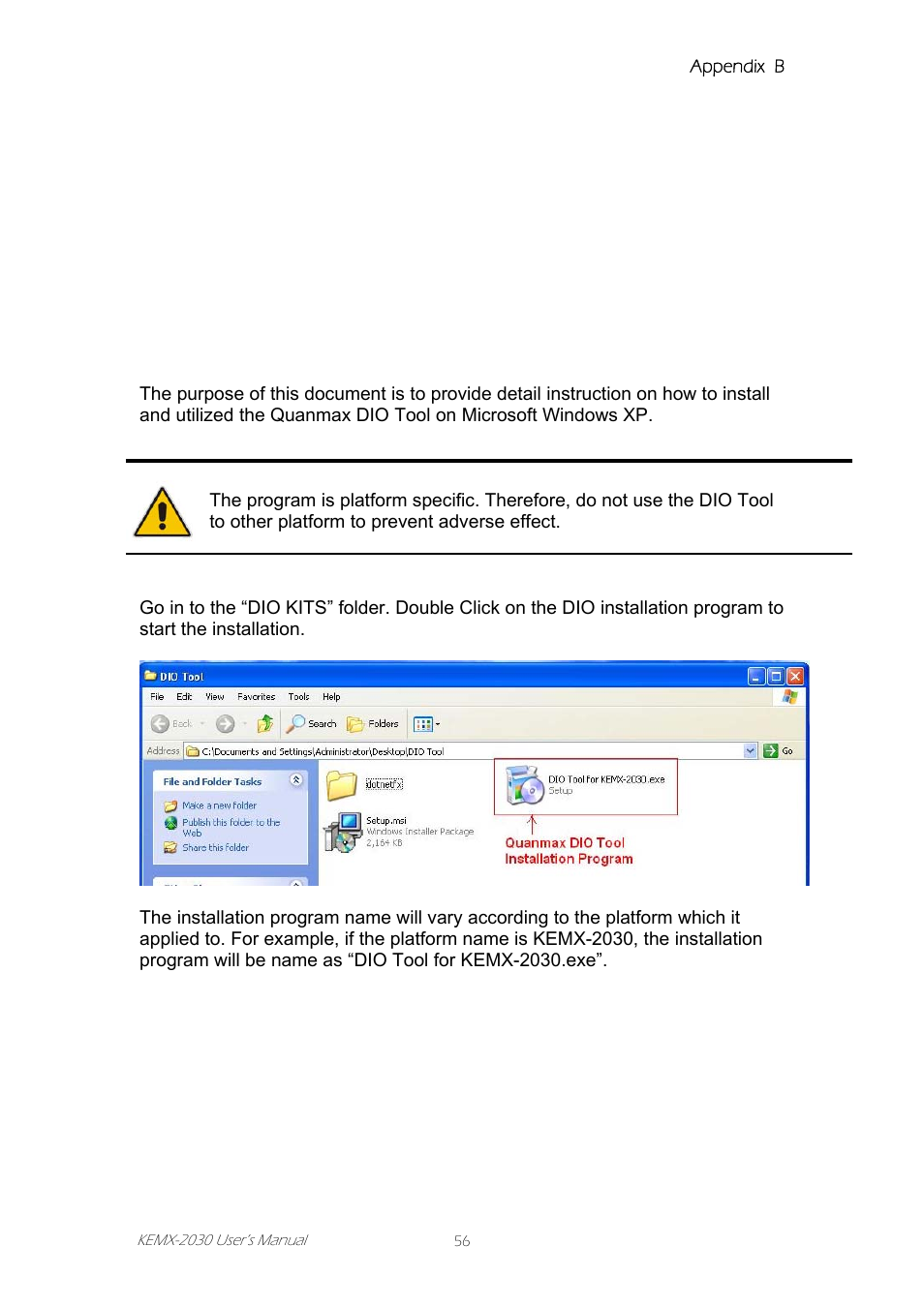 Appendix bdio (digital i/o) kit user guide, Appendix b dio (digital i/o) kit user guide, Dio (digital i/o) kit user guide | Appendix b | Intel KEMX-2030 User Manual | Page 56 / 60