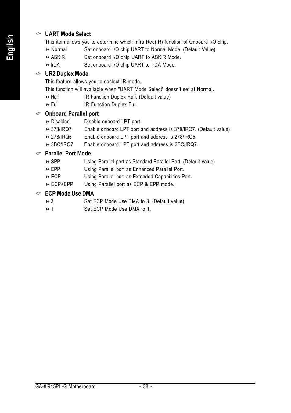 English | Intel GA-8I915PL-G User Manual | Page 38 / 80