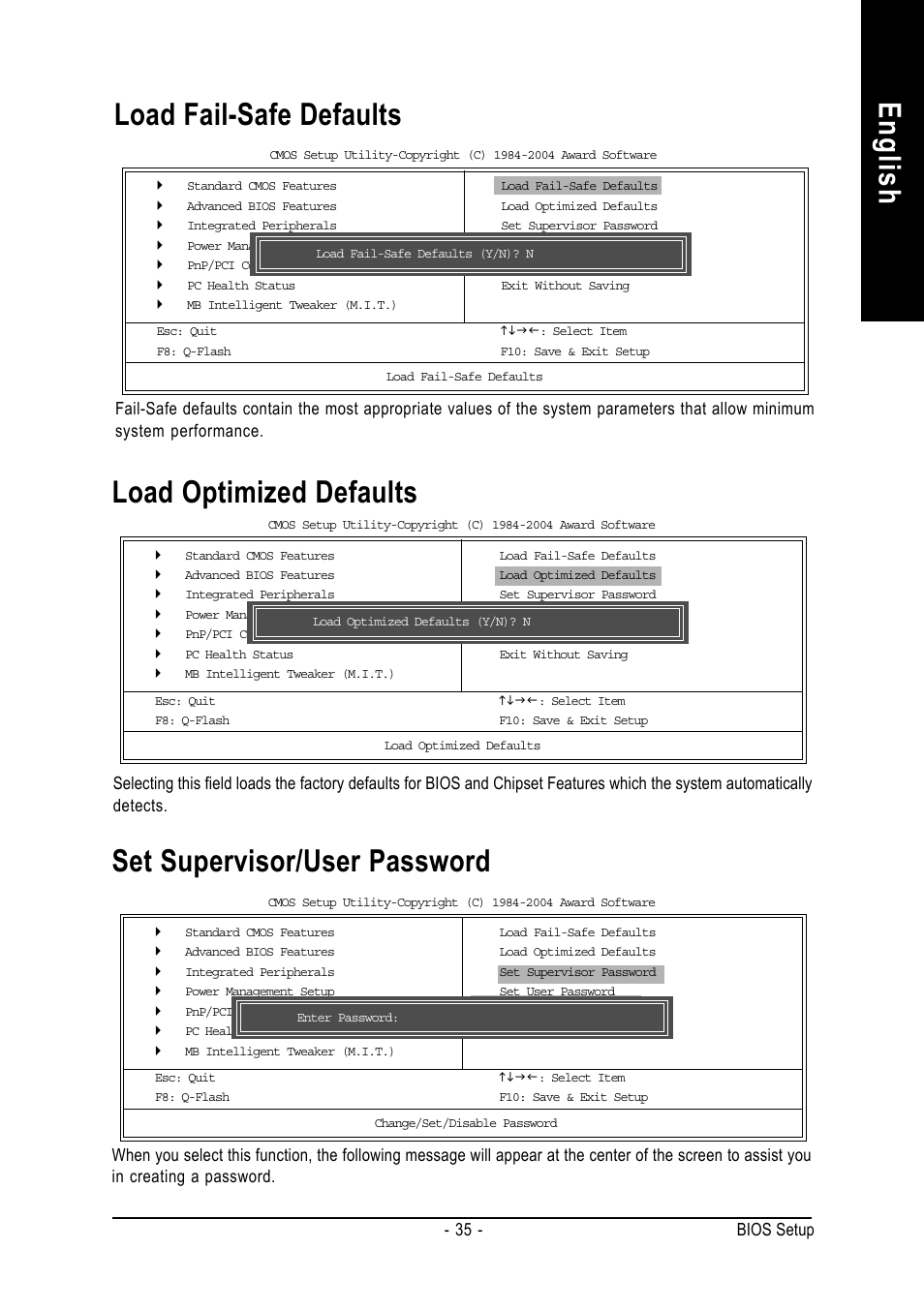 English load fail-safe defaults, 35 - bios setup | GIGABYTE 8S661FXMP-RZ User Manual | Page 35 / 40