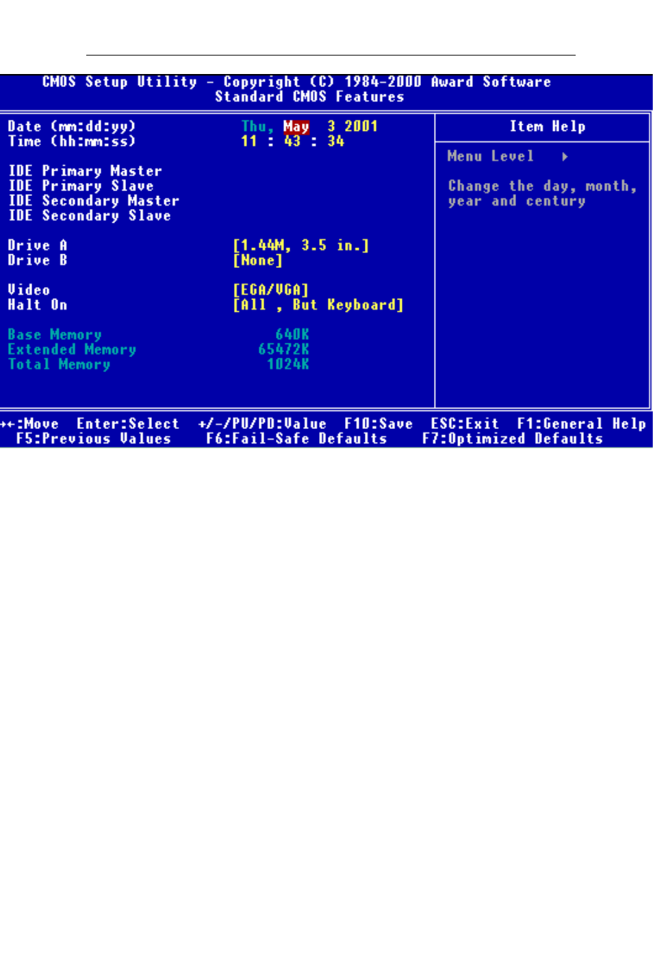 Standard cmos features, Date and time configuration, Hard disks | Intel SBC-776 User Manual | Page 57 / 104