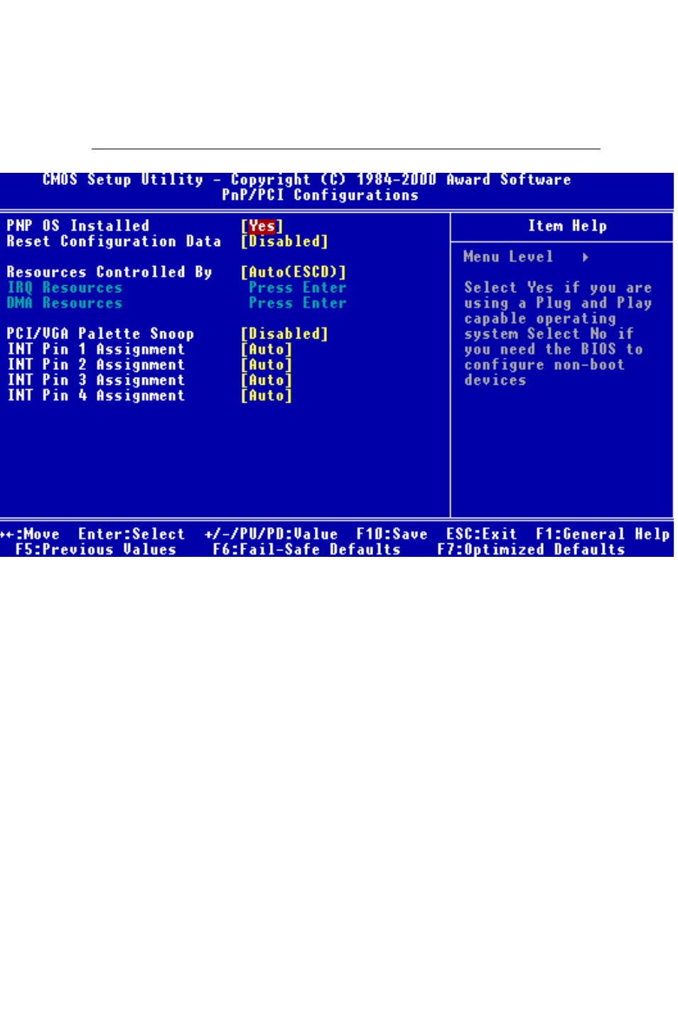 Pnp/pci configurations reset configuration data, Pnp os installed | Intel SBC-776 User Manual | Page 81 / 104