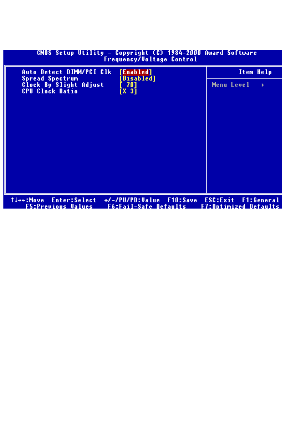 Frequency/voltage control auto detect dimm/pci clk, Spread spectrum, Clock by slight adjust | Cpu clock ratio | Intel SBC-776 User Manual | Page 84 / 104