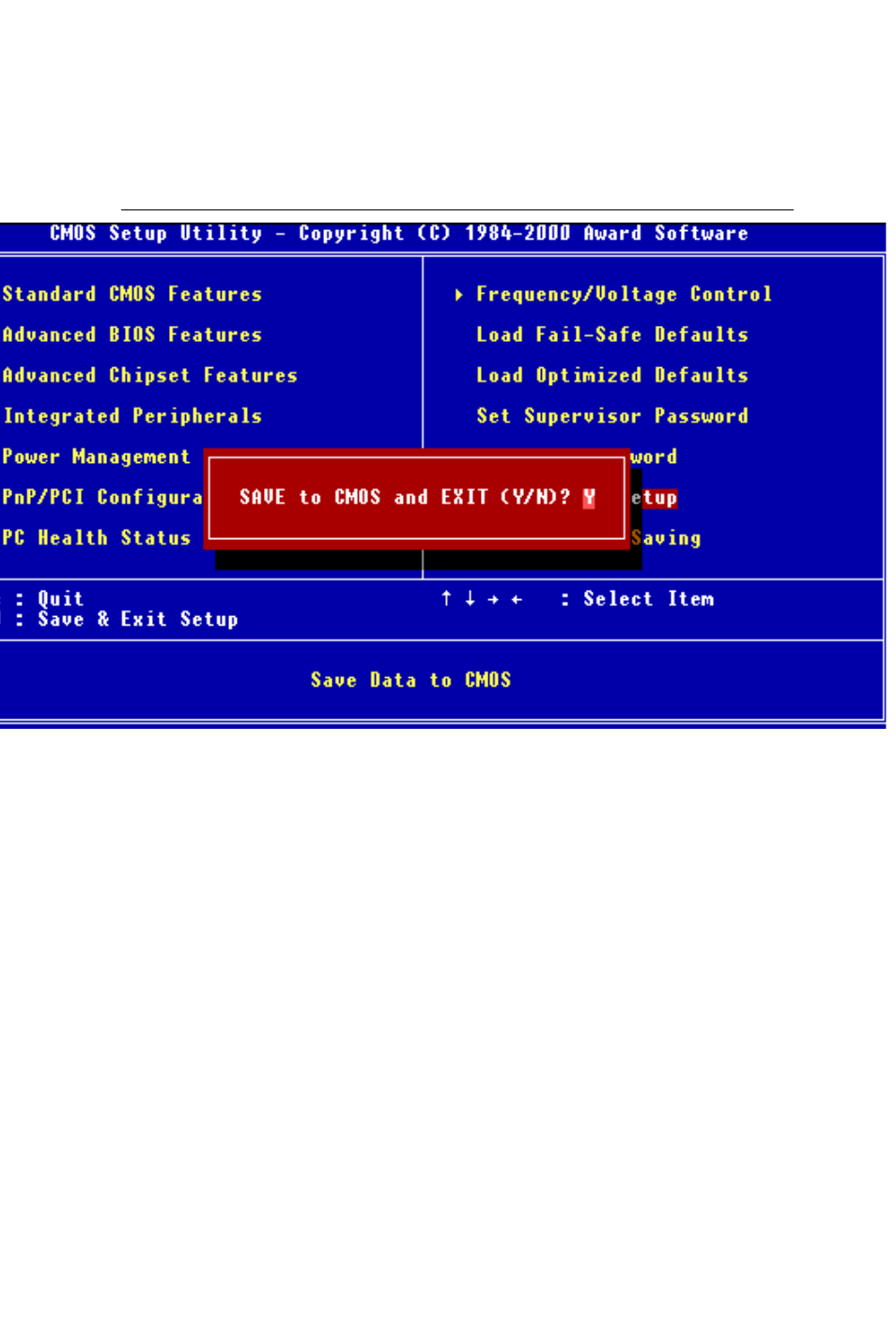 Save to cmos and exit | Intel SBC-776 User Manual | Page 89 / 104