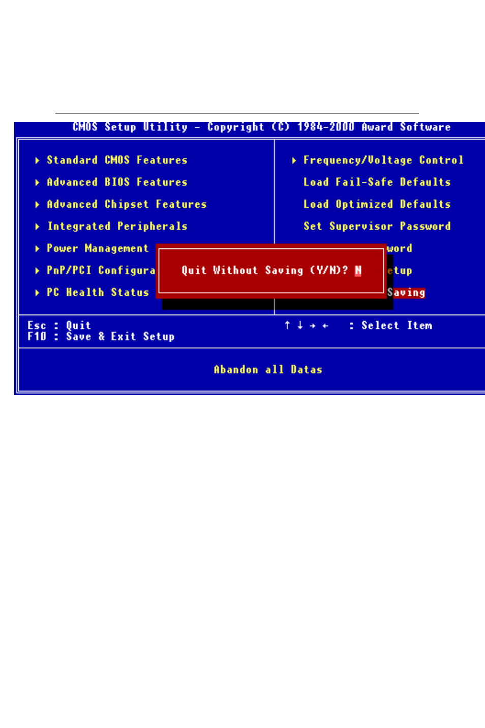 Quit without saving exit without saving | Intel SBC-776 User Manual | Page 90 / 104