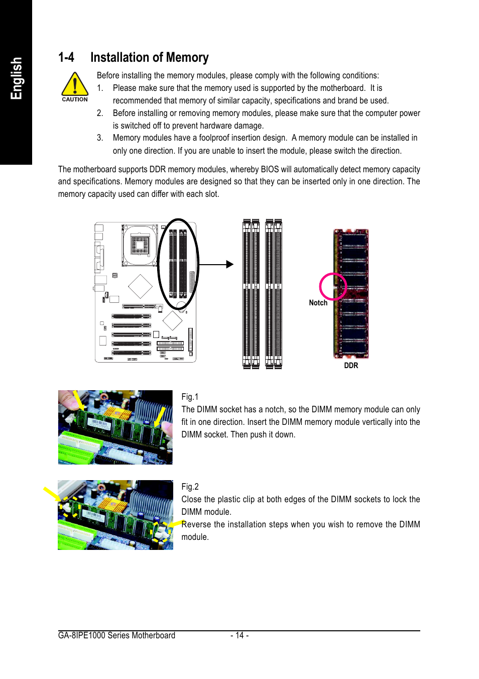 English | Intel GA-8IPE1000 User Manual | Page 14 / 80