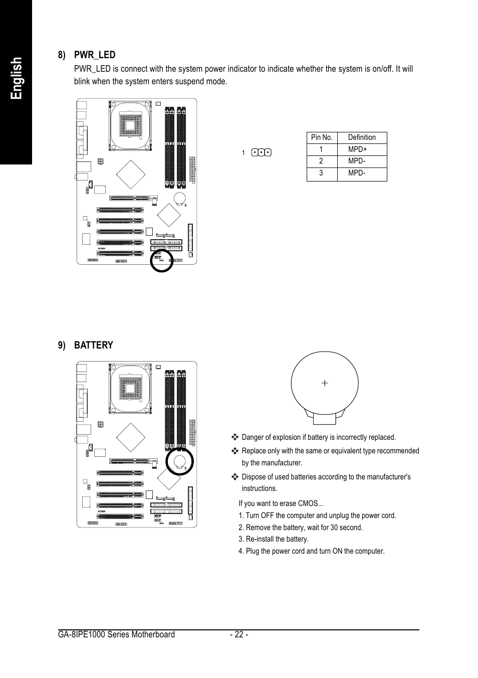 English | Intel GA-8IPE1000 User Manual | Page 22 / 80