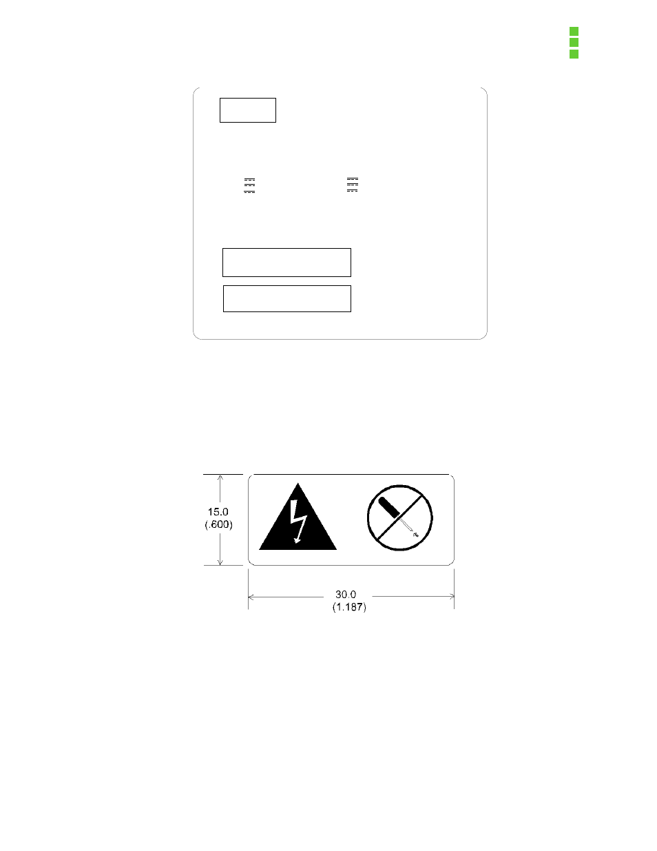 This label is shown in figure 5-4: service label, Figure 5-3: internal label, Figure 5-4: service label | Intel OCPRF100 MP User Manual | Page 64 / 149