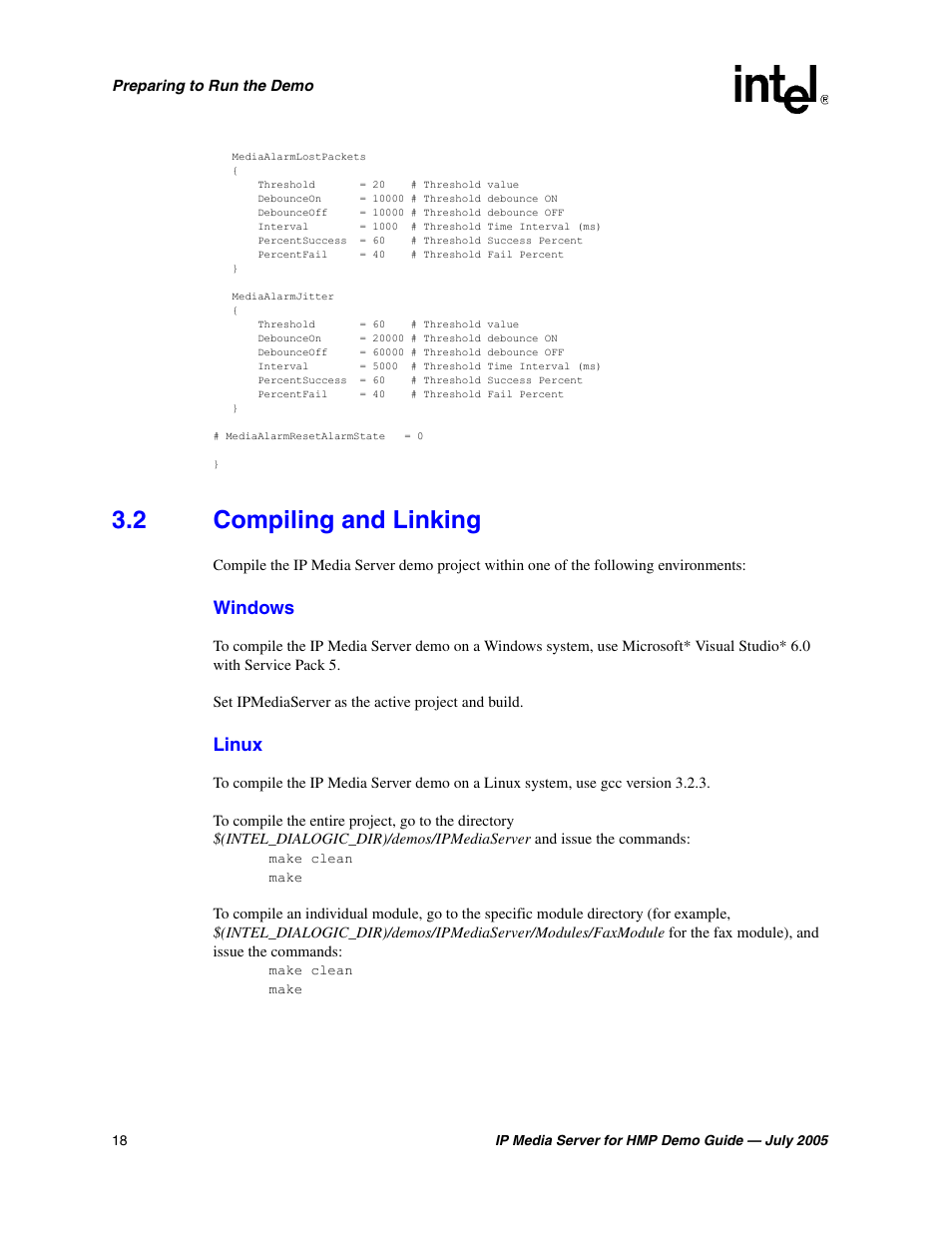 2 compiling and linking, Compiling and linking | Intel IP Media Server User Manual | Page 18 / 56