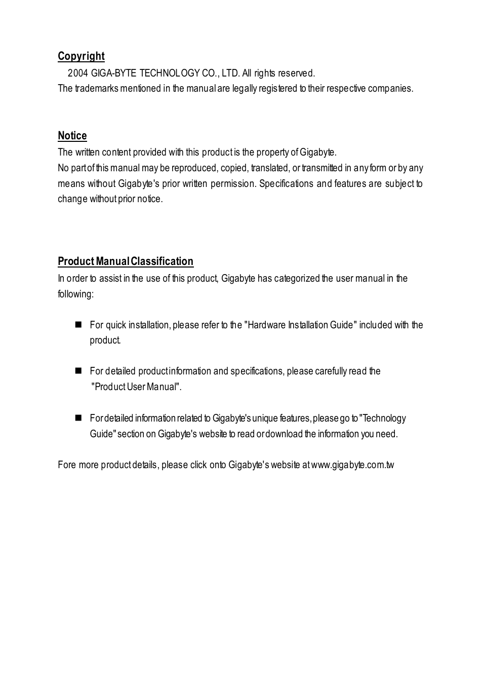 Intel GA-8I915P User Manual | Page 3 / 80