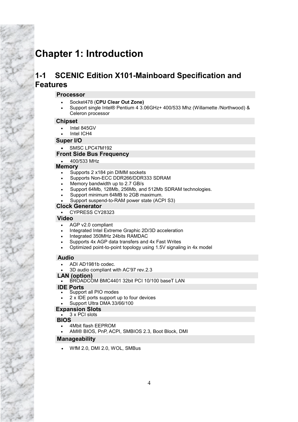 Chapter 1: introduction | Intel Scenic Edition X101 User Manual | Page 4 / 16