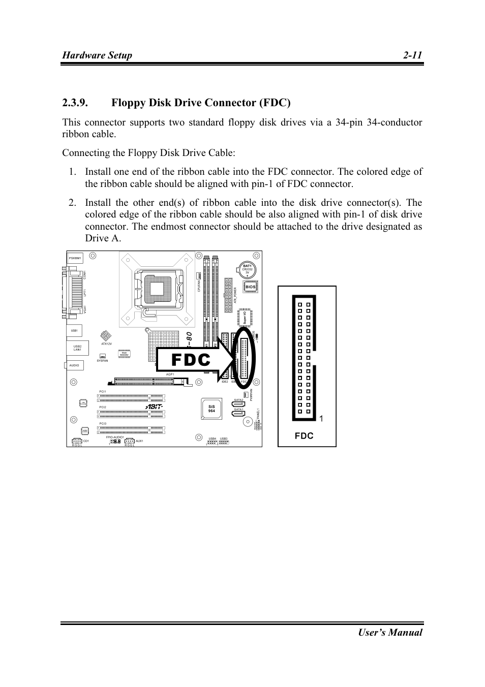 Floppy disk drive connector (fdc), Floppy disk drive connector (fdc) -11 | Intel SG-81 User Manual | Page 21 / 56