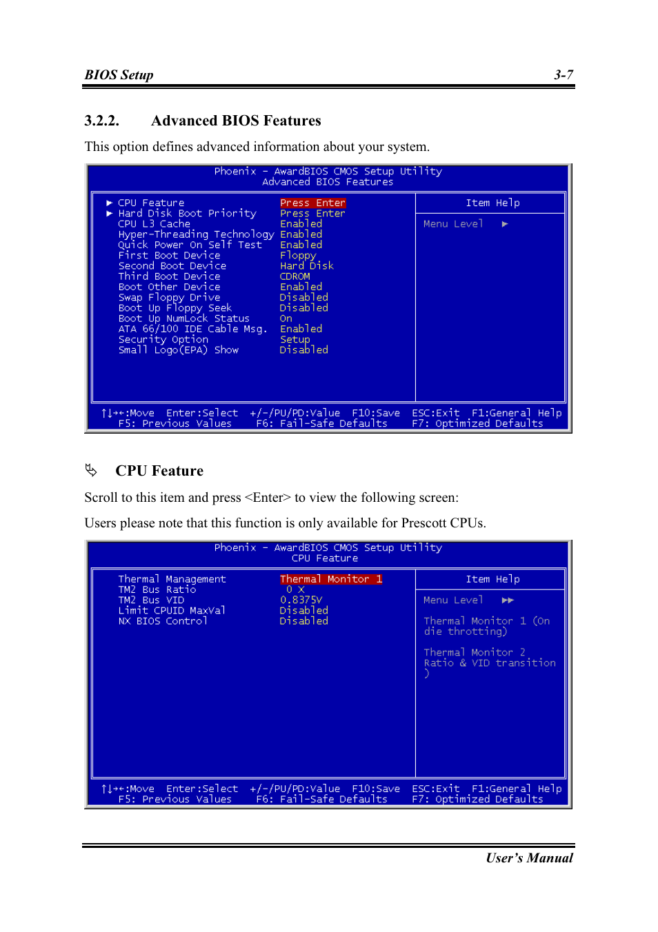 Advanced bios features, Advanced bios features -7 | Intel SG-81 User Manual | Page 31 / 56