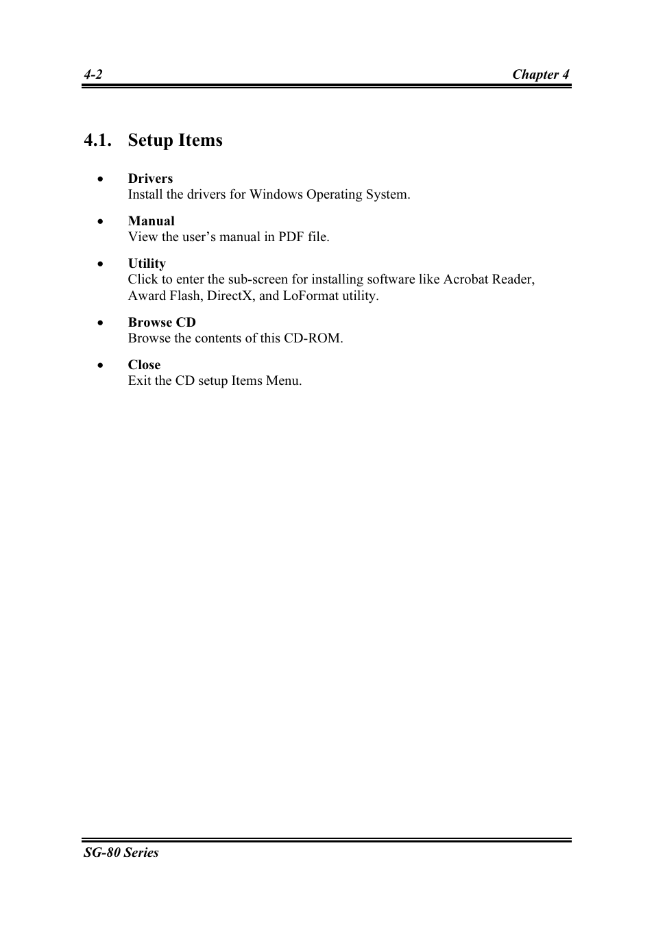 Setup items, Setup items -2 | Intel SG-81 User Manual | Page 52 / 56