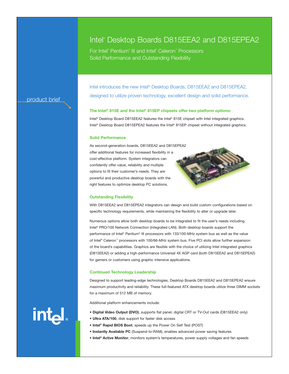 Intel D815EPEA2 User Manual | 4 pages