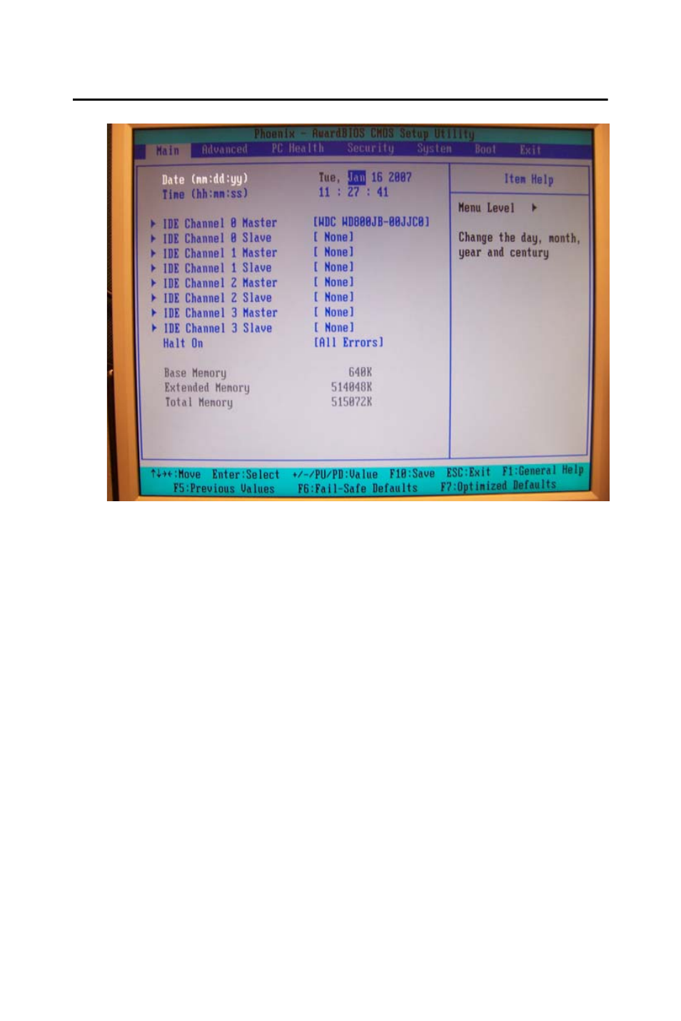 2 the menu bar, Figure 3.1: the menu bar, The menu bar | Figure, 1 the menu bar | Intel AIMB-253 User Manual | Page 42 / 62