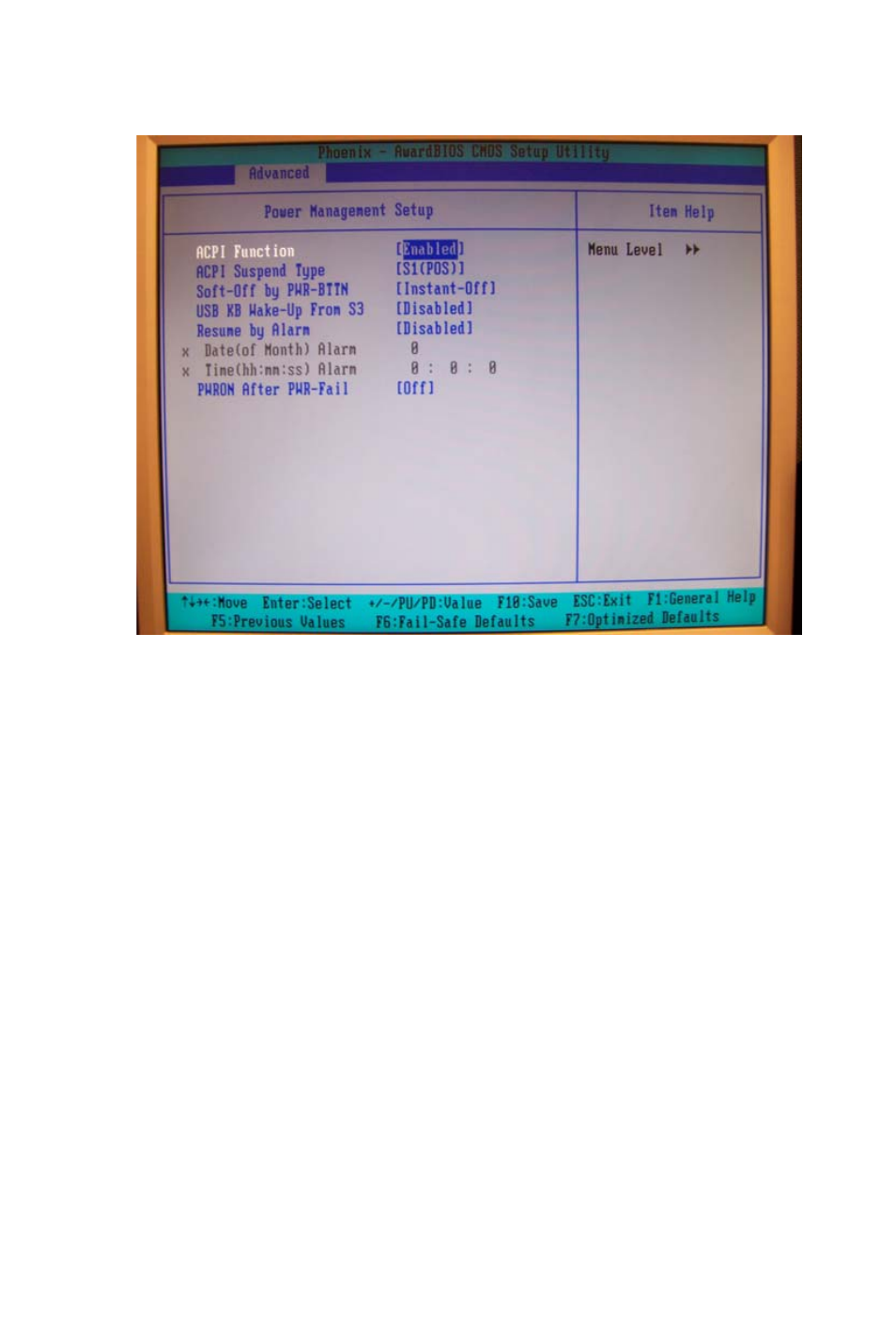 Figure 3.9: power management setup, Figure, 9 power management setup | Intel AIMB-253 User Manual | Page 54 / 62