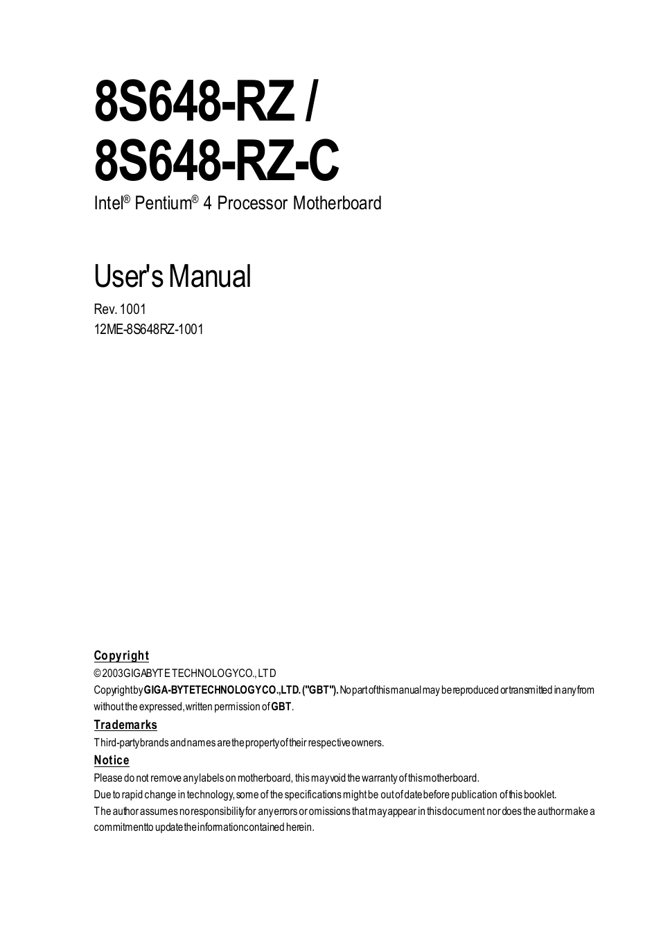 Intel 8S648-RZ-C User Manual | 40 pages