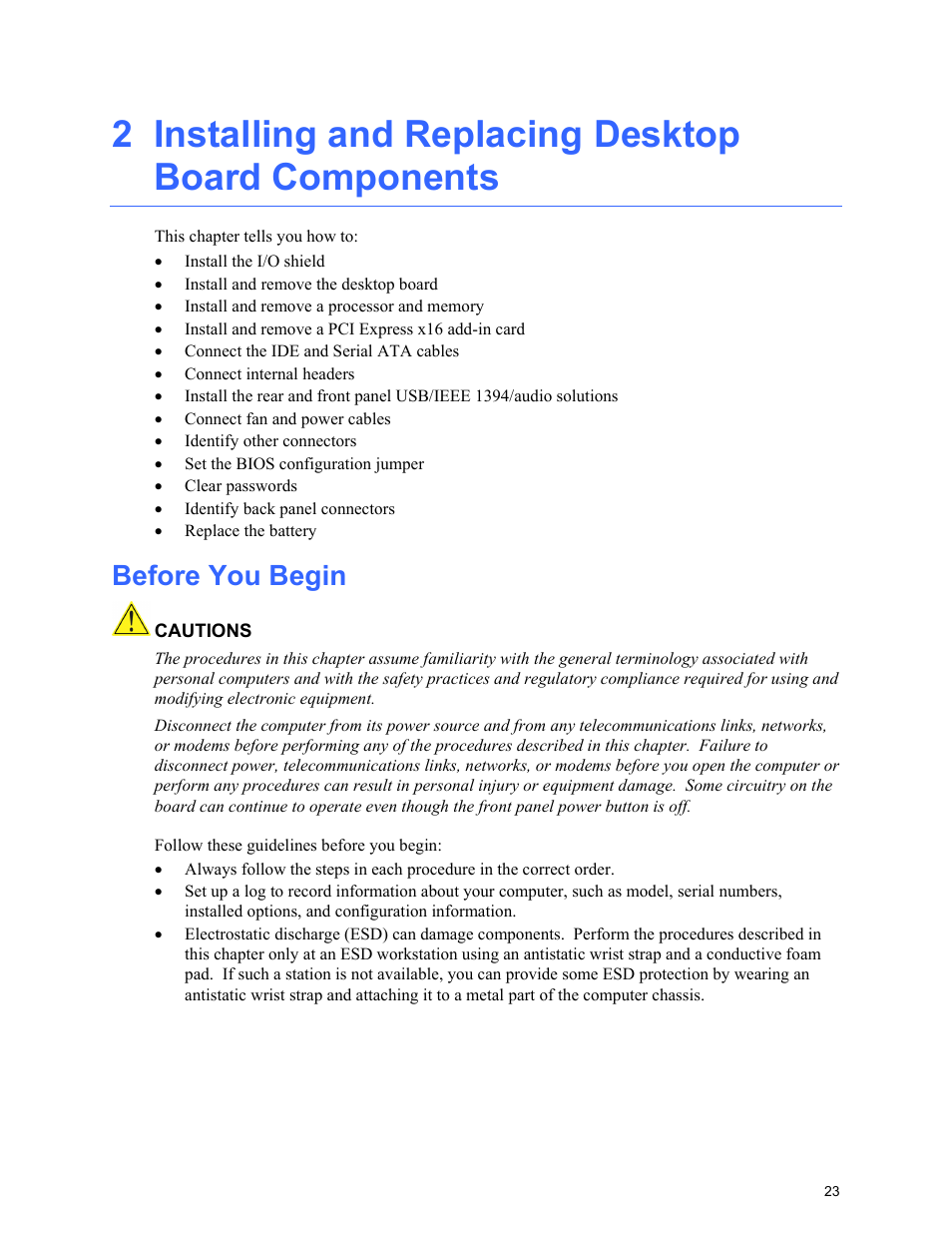 Instructions on how t, Before you begin | Intel D955XCS User Manual | Page 23 / 74