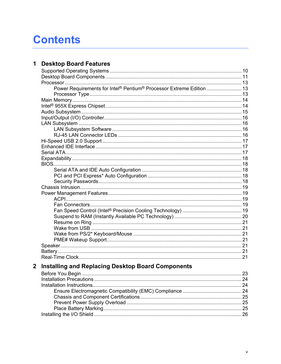 Intel D955XCS User Manual | Page 5 / 74