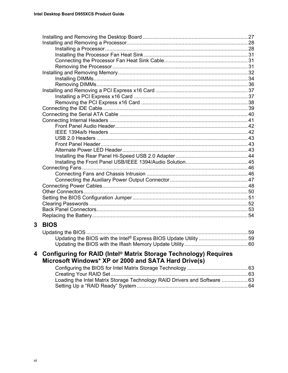 Intel D955XCS User Manual | Page 6 / 74