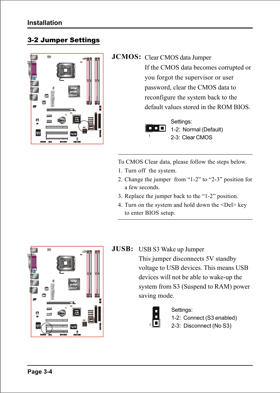 Jcmos, Jusb | Intel I925XE User Manual | Page 20 / 82