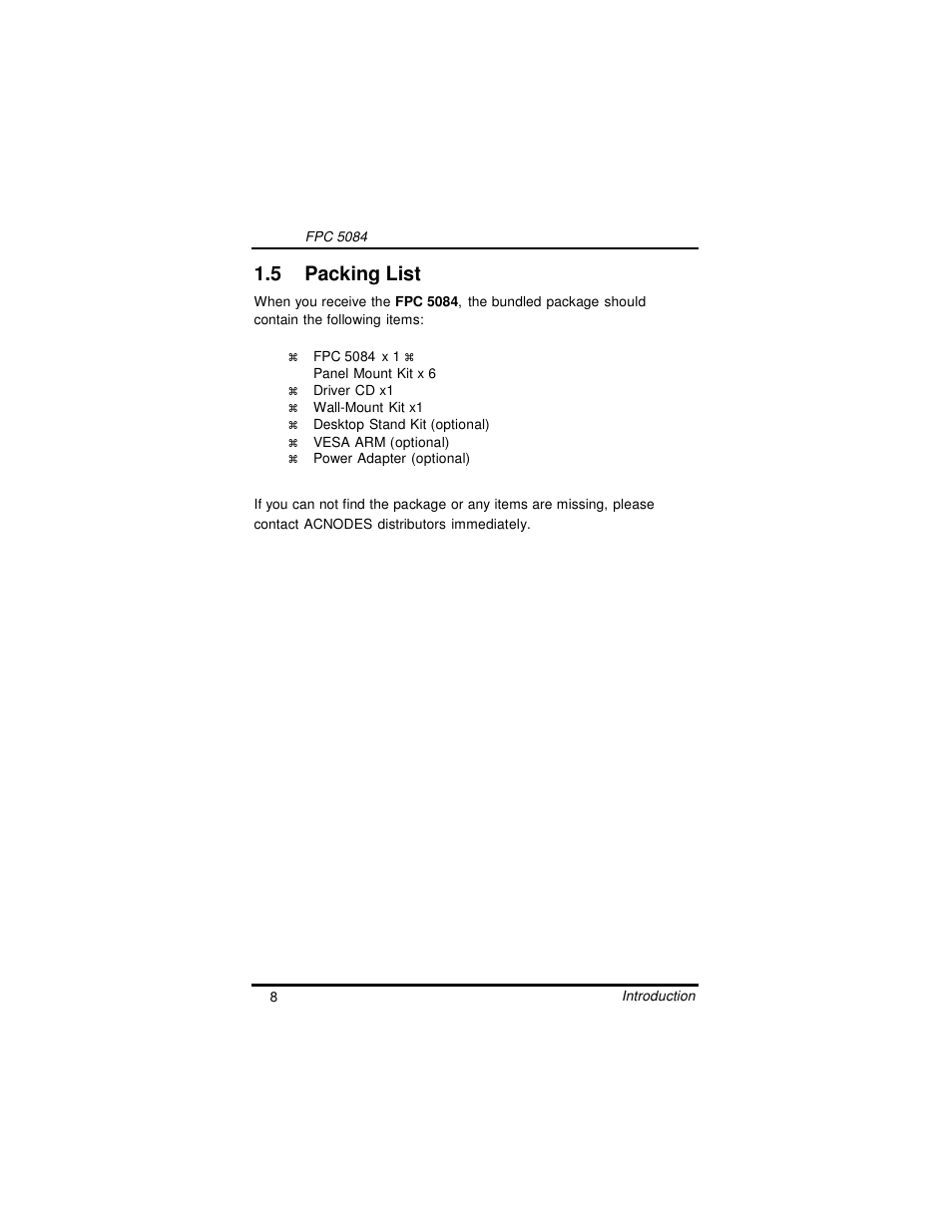 5 packing list | Intel FPC 5084 User Manual | Page 16 / 73
