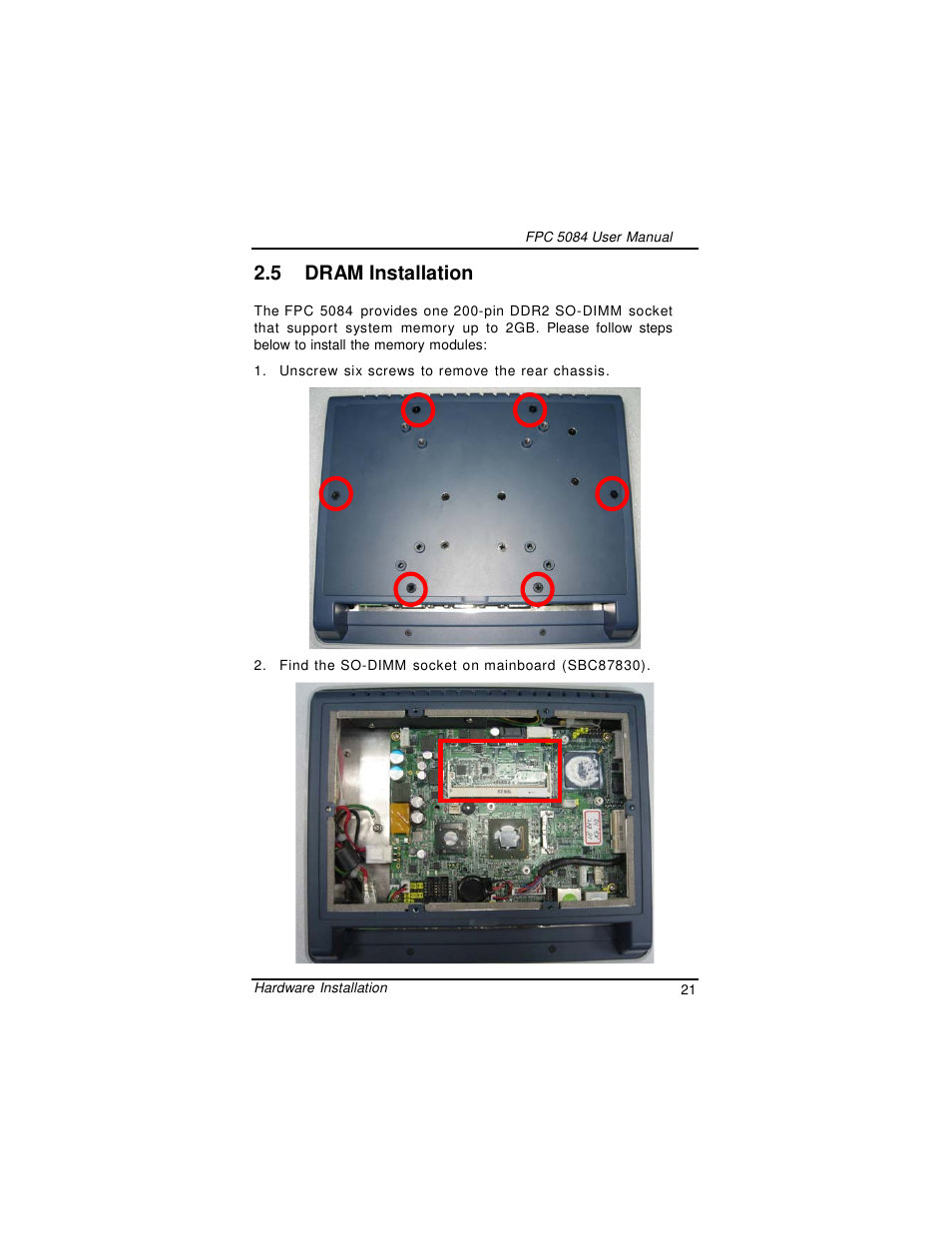 5 dram installation | Intel FPC 5084 User Manual | Page 29 / 73