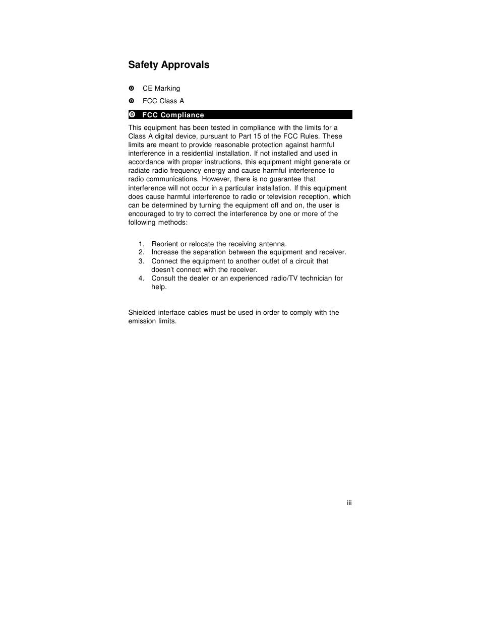 Safety approvals | Intel FPC 5084 User Manual | Page 3 / 73