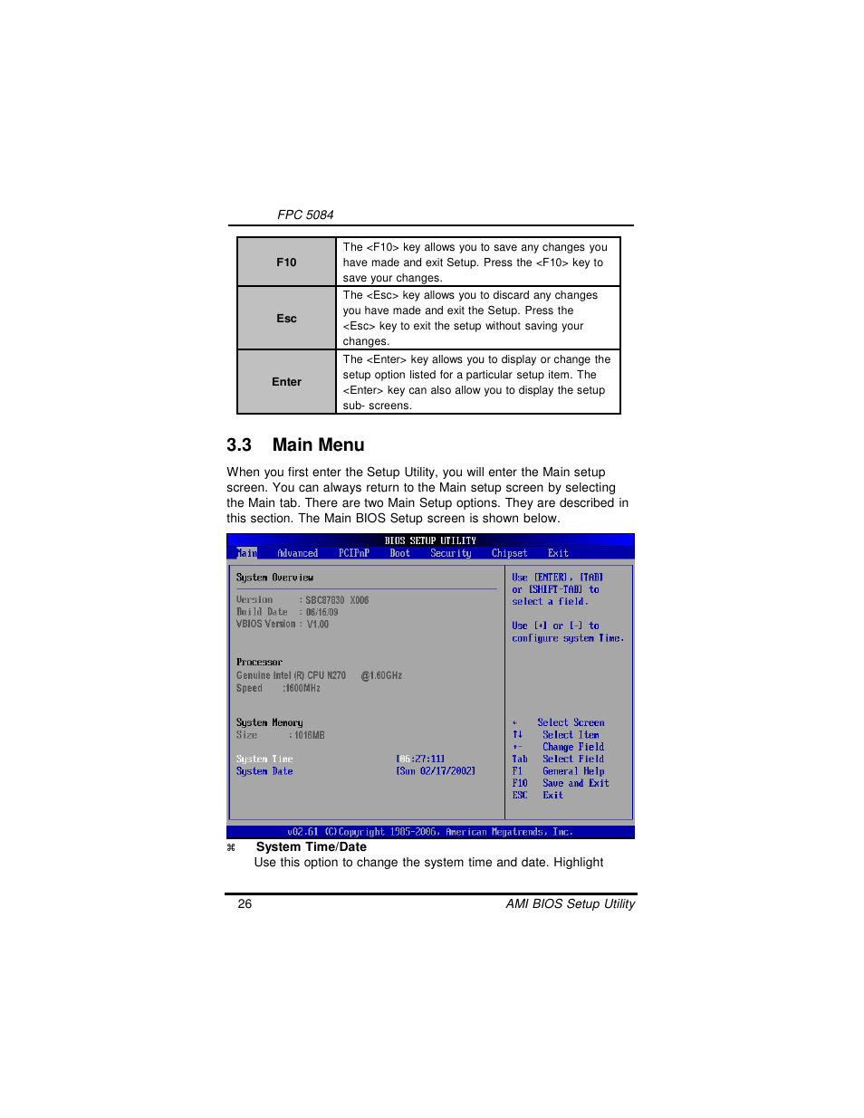 3 main menu | Intel FPC 5084 User Manual | Page 36 / 73