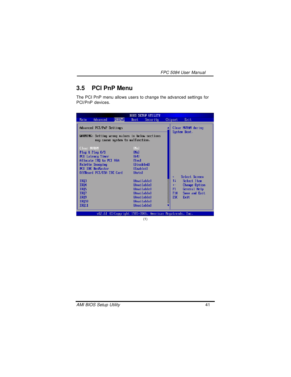 5 pci pnp menu | Intel FPC 5084 User Manual | Page 51 / 73