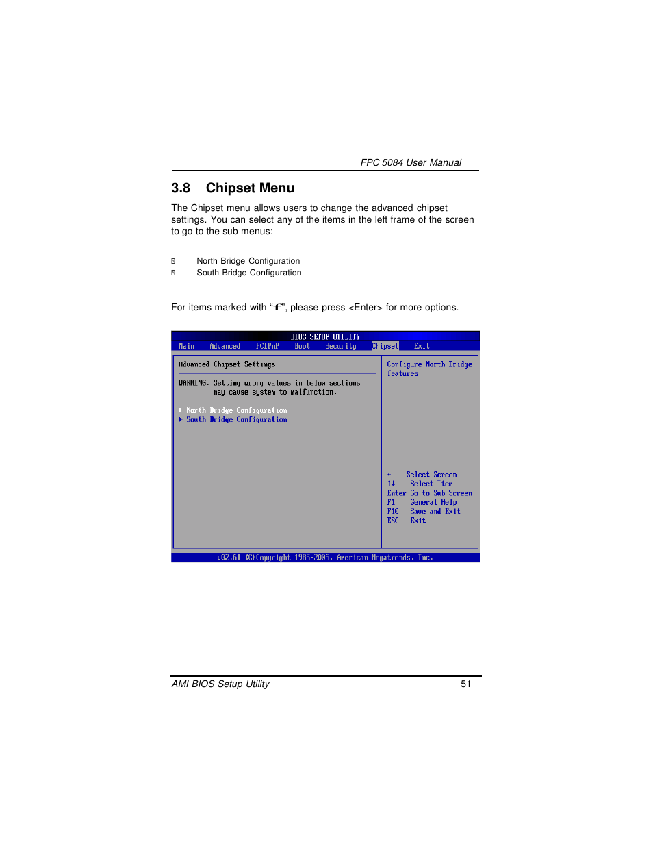 8 chipset menu | Intel FPC 5084 User Manual | Page 61 / 73