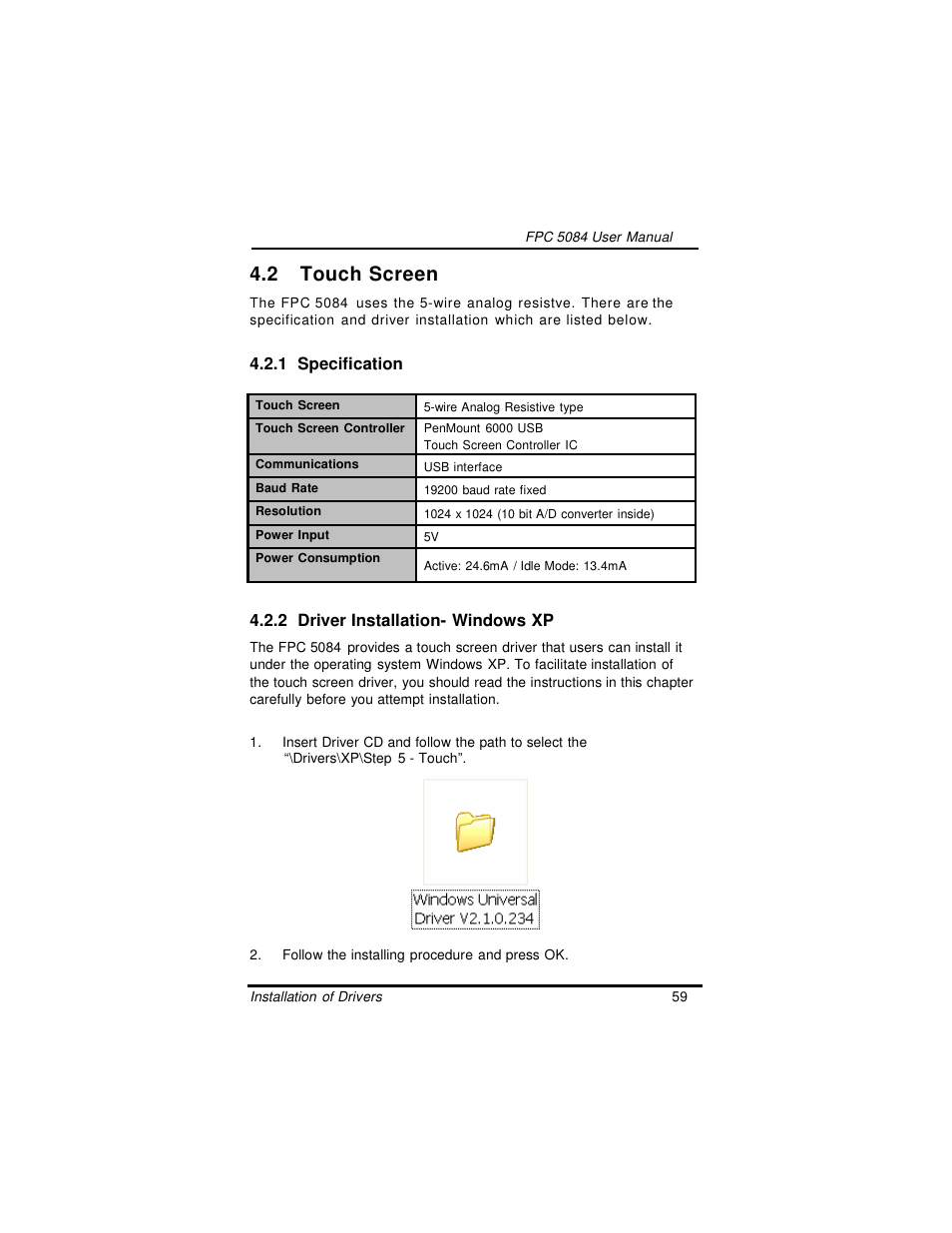 2 touch screen | Intel FPC 5084 User Manual | Page 69 / 73