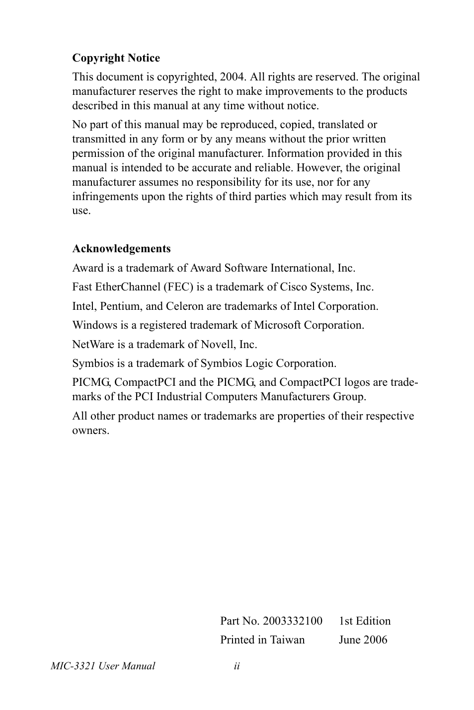 Intel 3U Compact PCI User Manual | Page 2 / 50