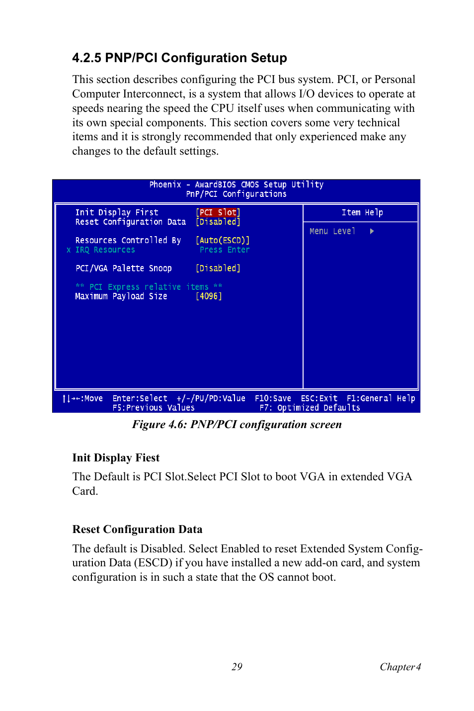 5 pnp/pci configuration setup, Figure 4.6: pnp/pci configuration screen | Intel 3U Compact PCI User Manual | Page 35 / 50