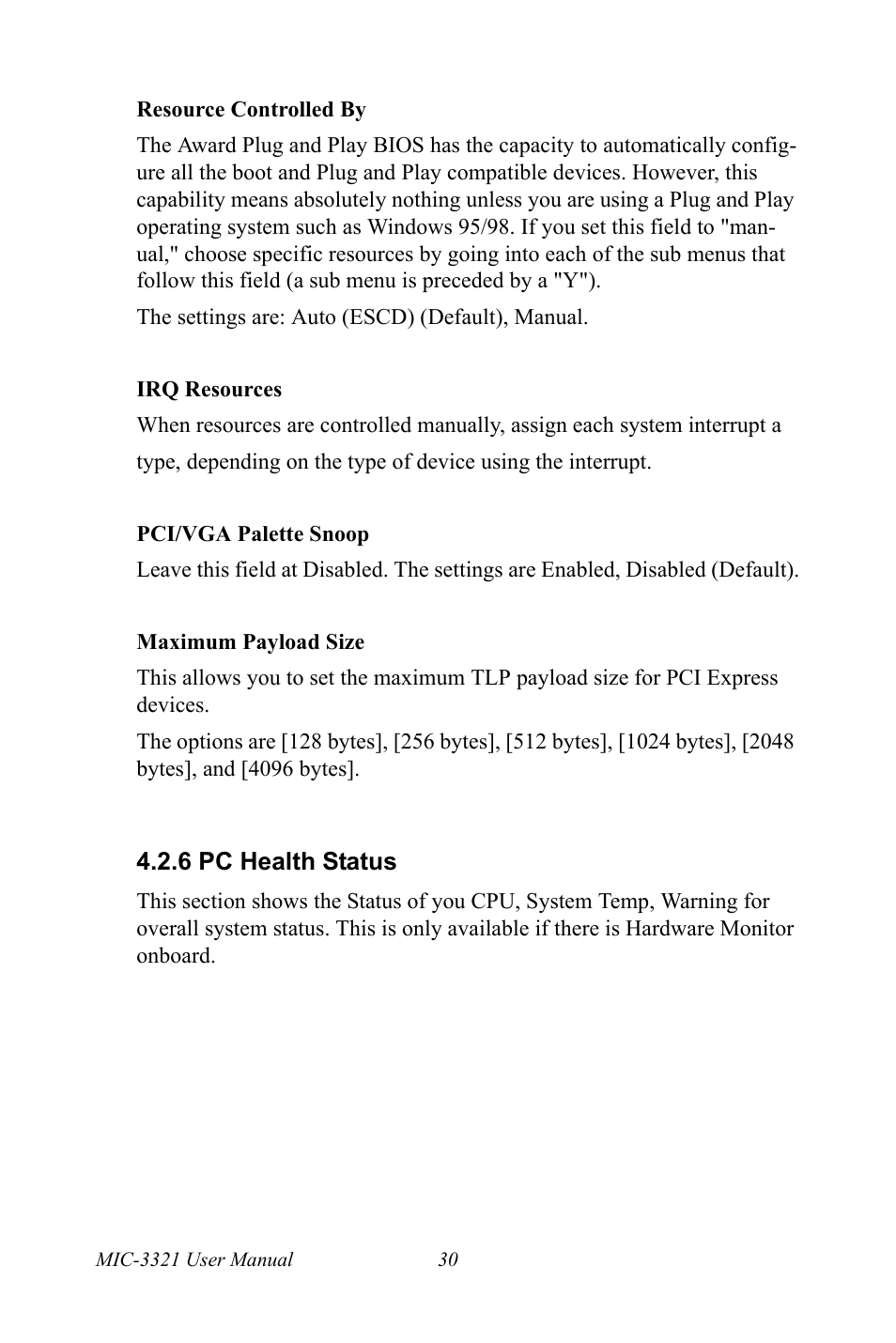 6 pc health status, Pc health status | Intel 3U Compact PCI User Manual | Page 36 / 50