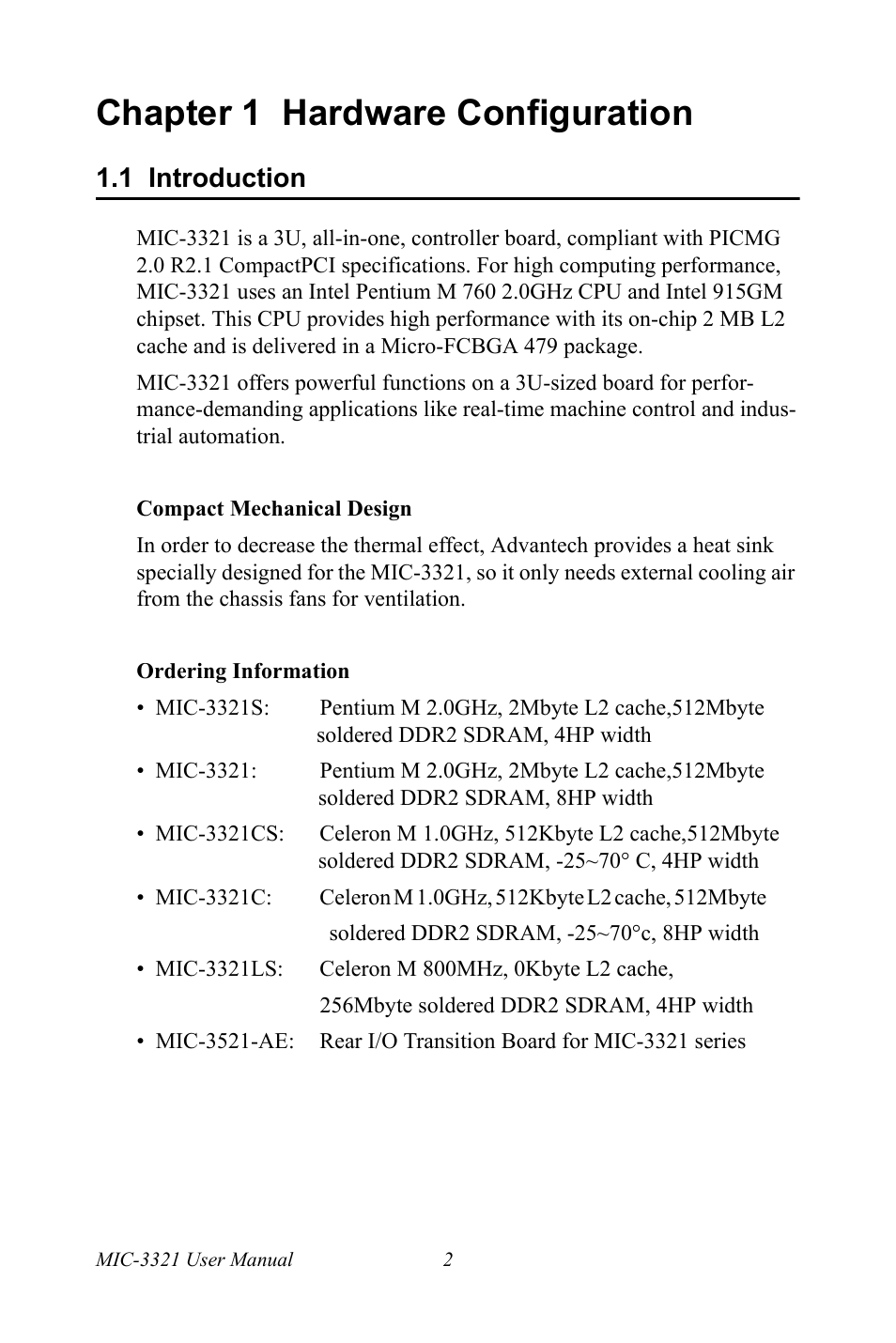 Chapter 1 hardware configuration, 1 introduction, Chapter | 1 hardware configuration, Introduction | Intel 3U Compact PCI User Manual | Page 8 / 50