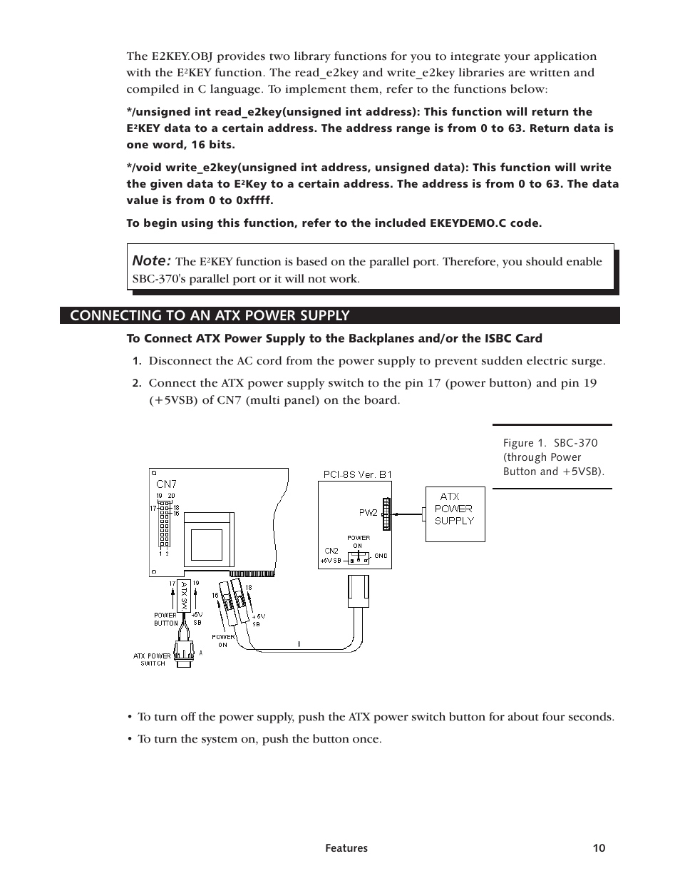 Con necting to an atx power sup ply 10, Atx power sup ply, con nect ing 10, Connecting to an atx power supply | Intel SBC-370 User Manual | Page 9 / 40