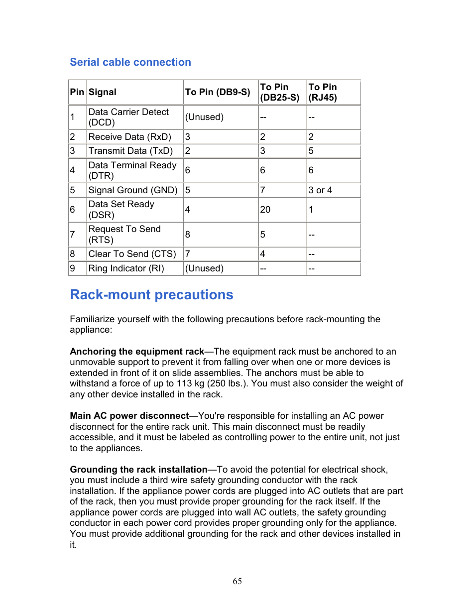 Rack-mount precautions | Intel 1300 User Manual | Page 65 / 77