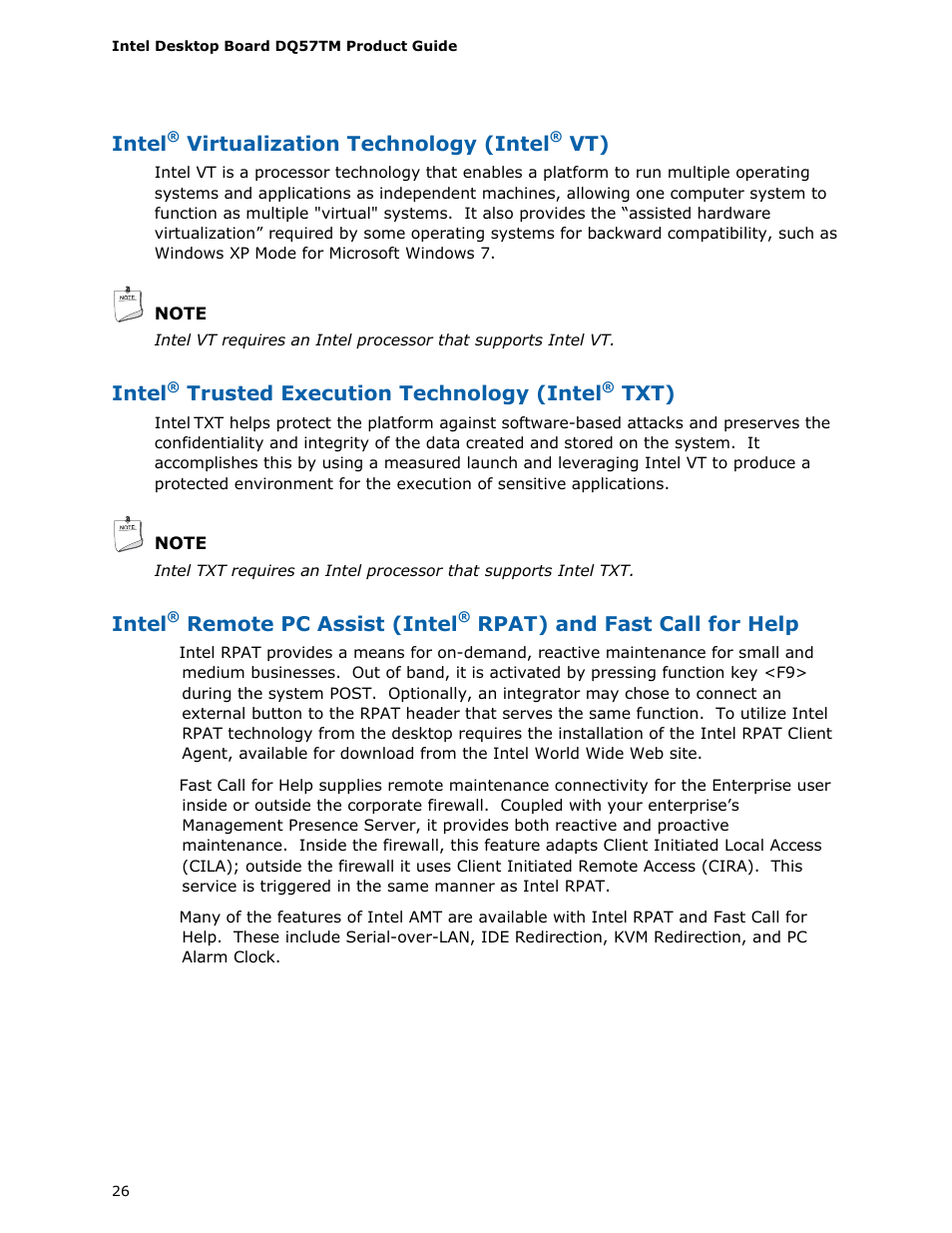 Intel DQ57TM User Manual | Page 26 / 88