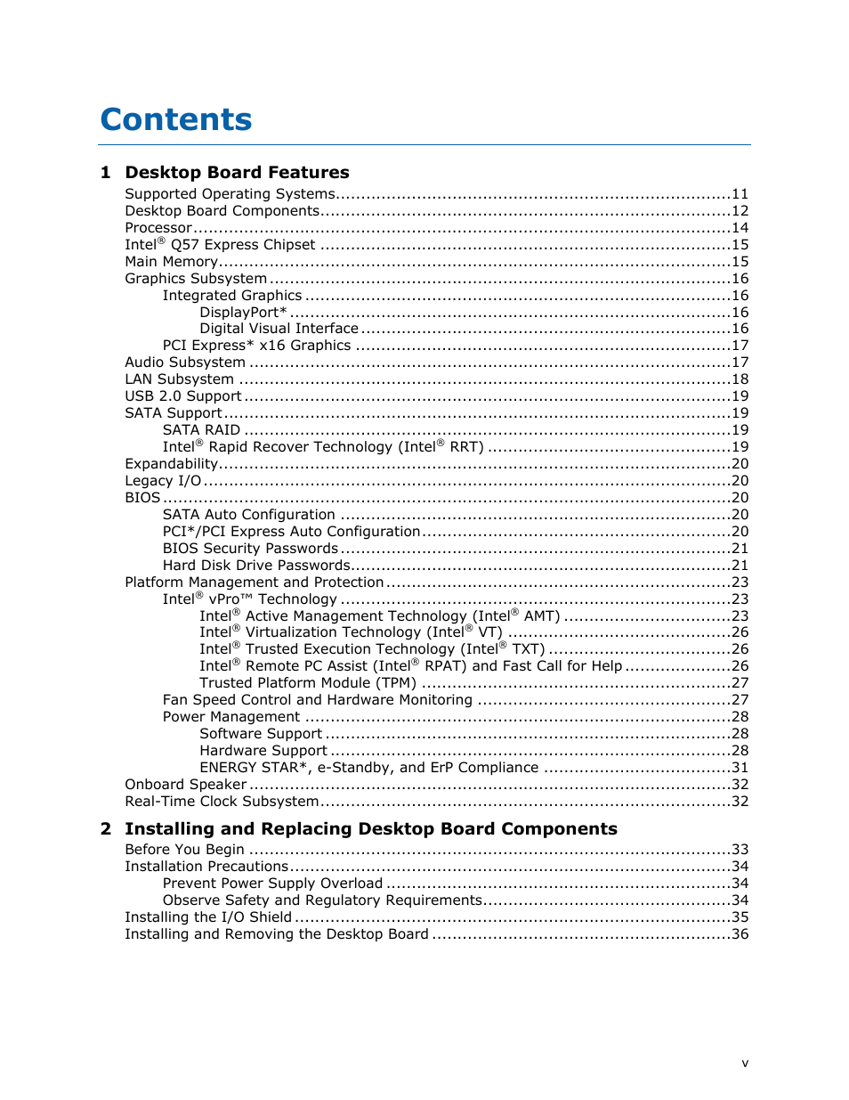 Intel DQ57TM User Manual | Page 5 / 88