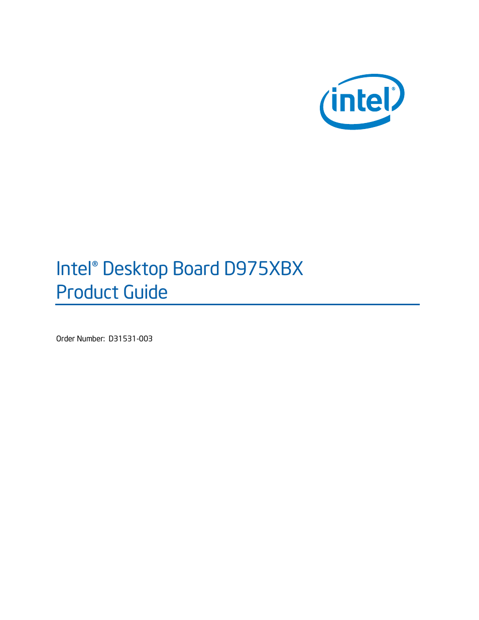 Intel D975XBX User Manual | 78 pages