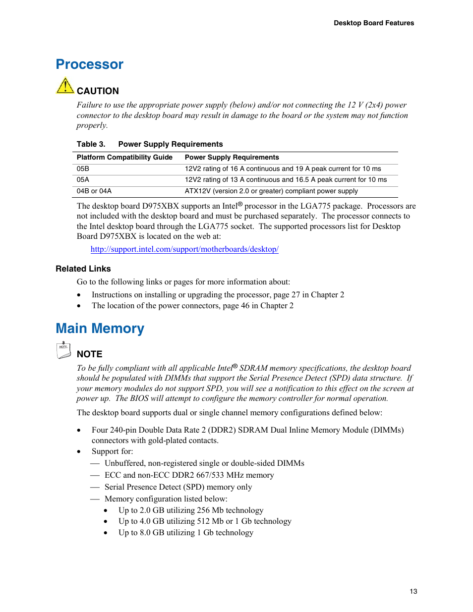 Processor | Intel D975XBX User Manual | Page 13 / 78