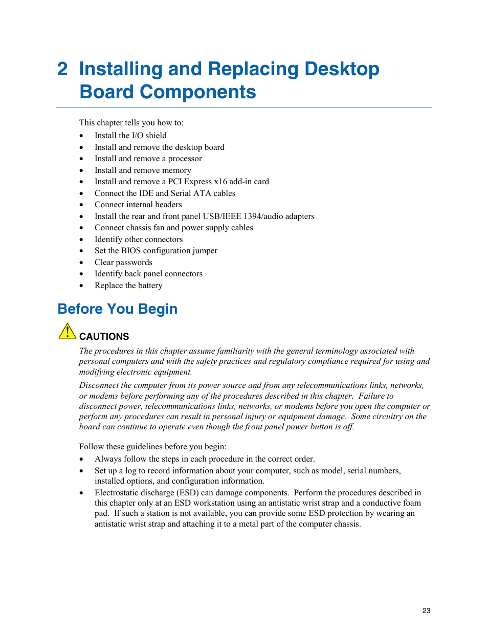 Before you begin | Intel D975XBX User Manual | Page 23 / 78