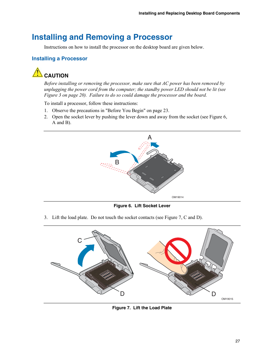 Installing and removing a processor, Dc d | Intel D975XBX User Manual | Page 27 / 78
