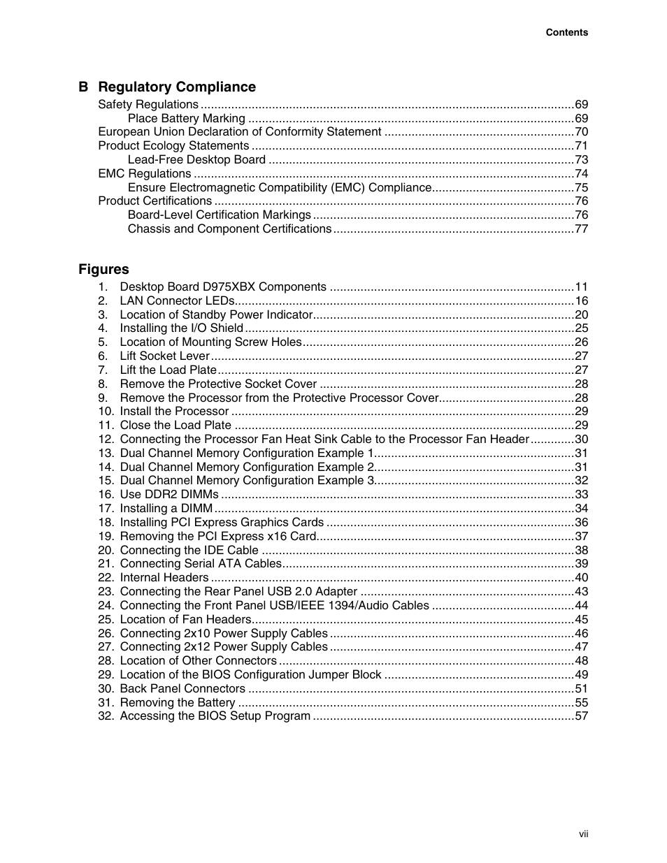 Intel D975XBX User Manual | Page 7 / 78