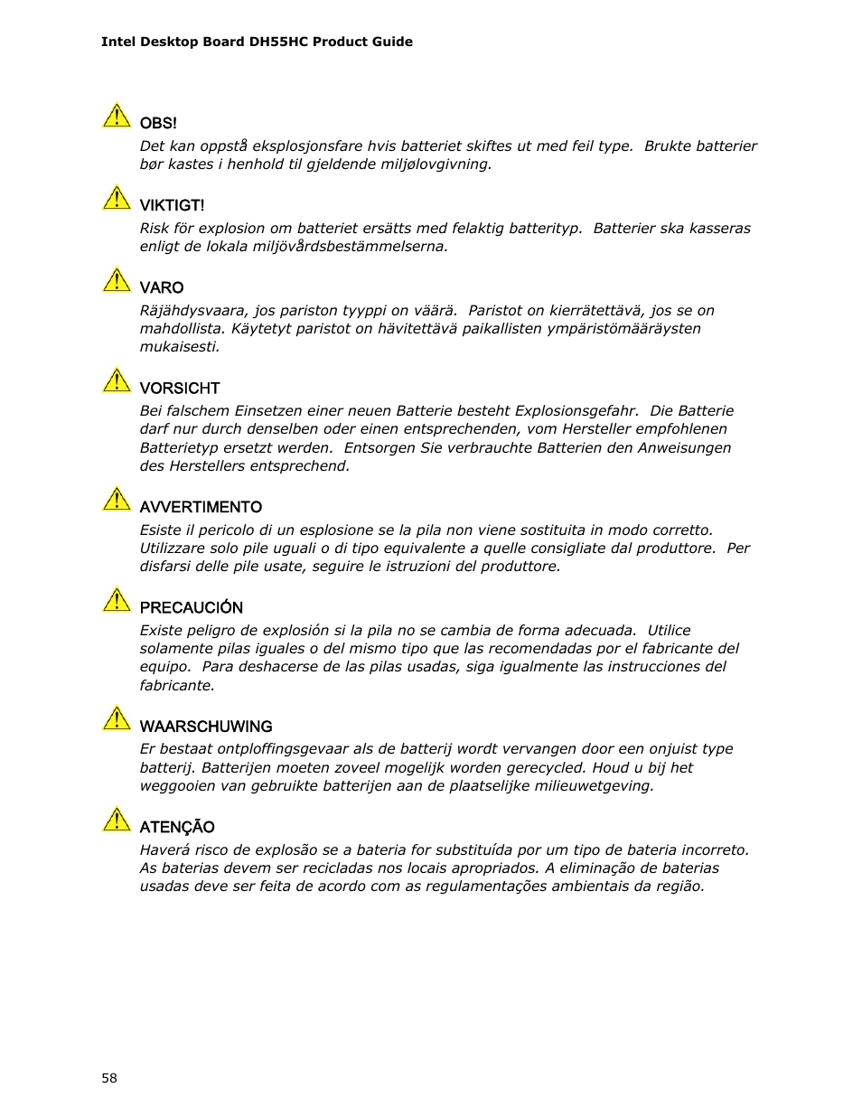 Intel DH55HC User Manual | Page 58 / 82