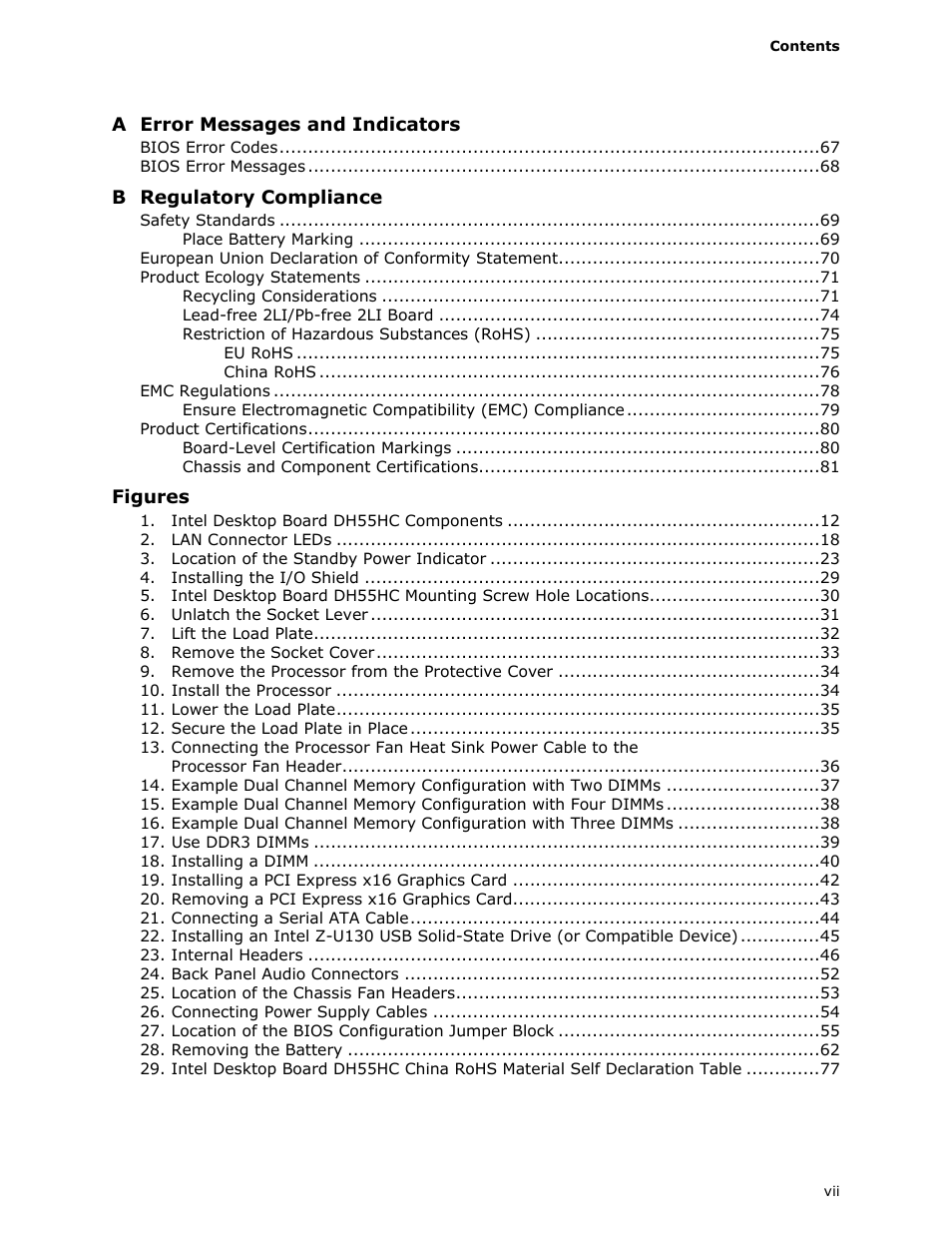 Intel DH55HC User Manual | Page 7 / 82