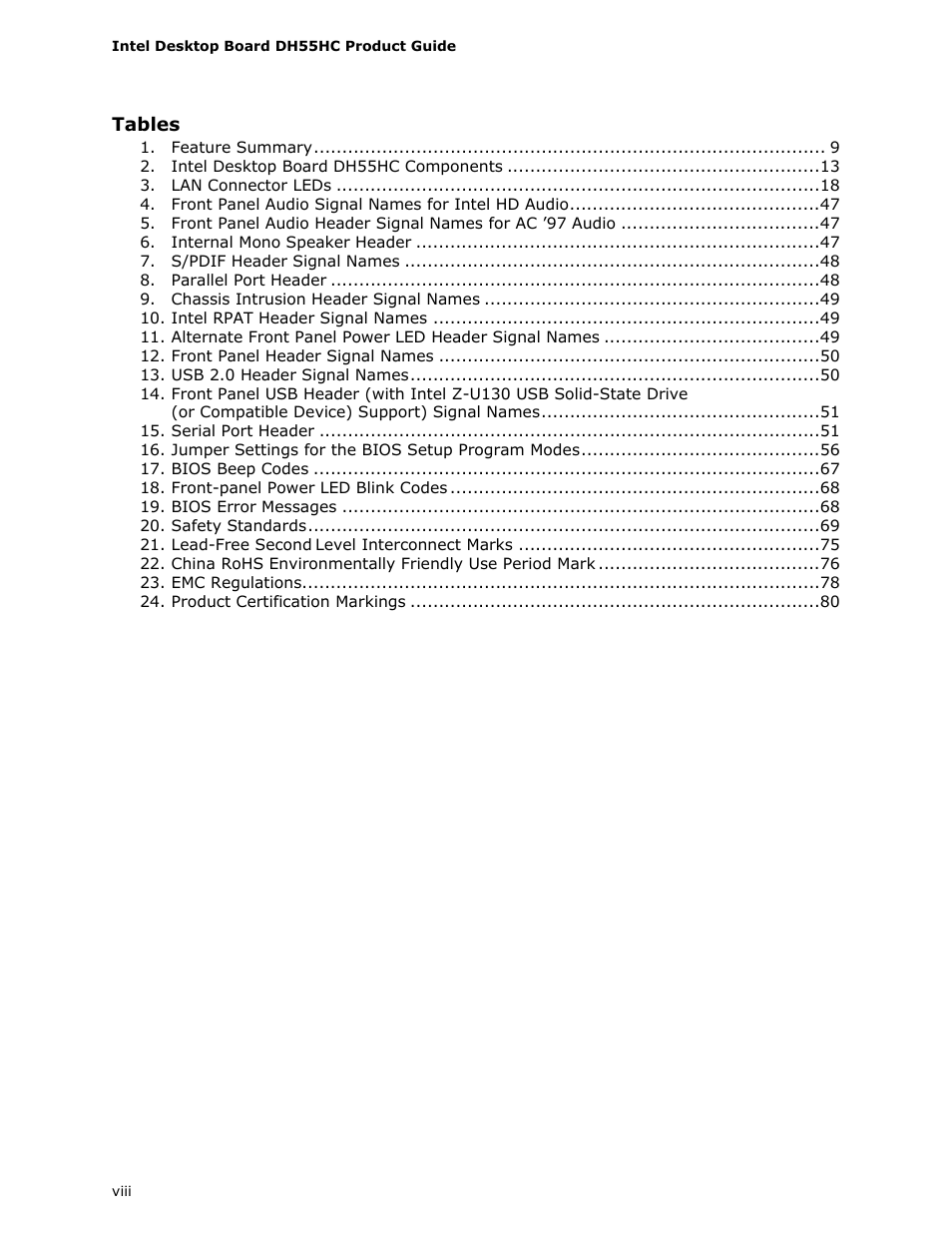 Intel DH55HC User Manual | Page 8 / 82